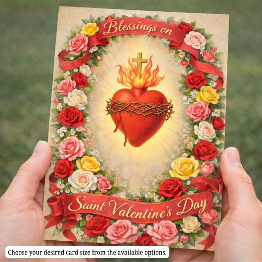 Sacred Heart of Jesus Valentines Prayer Roses Visitekaartje