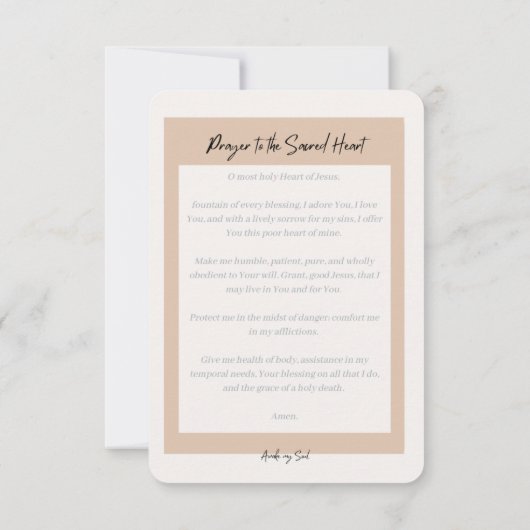 Sacred Heart Prayer Kaart (Achterkant)