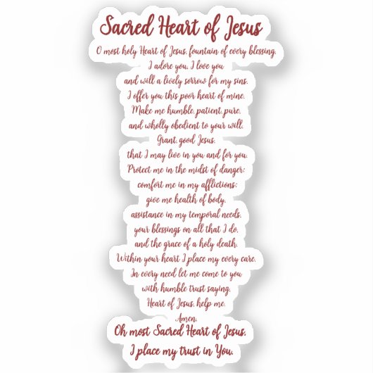 Sacred Heart Prayer Vinyl Sticker (Voorkant)