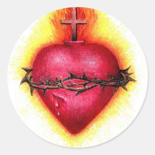 Sacred Heart Ronde Sticker (Voorkant)