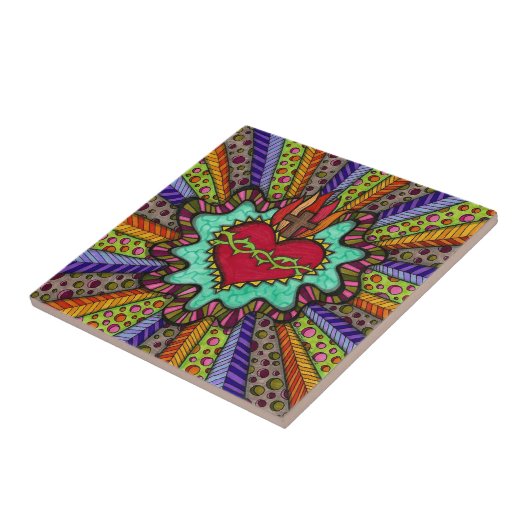 Sacred Heart Tile Tegeltje (Zijkant)