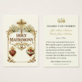 Sacred Hearts Catholic Wedding Prayer Card Visitekaartje (Voorkant /achterkant)