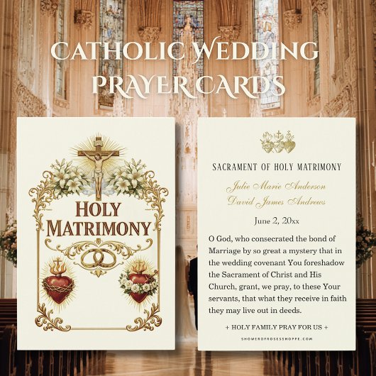 Sacred Hearts Catholic Wedding Prayer Card Visitekaartje