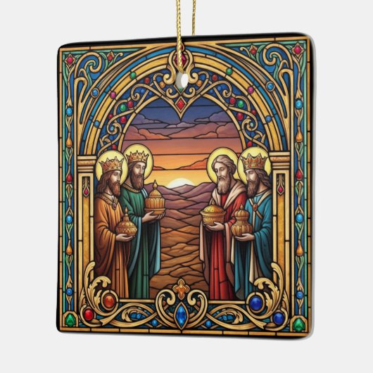 Sacred Hearts Stained Glass Christmas Keramisch Ornament (Links)