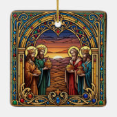 Sacred Hearts Stained Glass Christmas Keramisch Ornament (Achterkant)