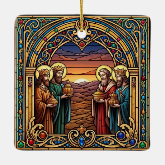 Sacred Hearts Stained Glass Christmas Keramisch Ornament (Achterkant)