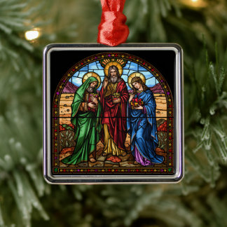 Sacred Hearts Stained Glass Christmas Metalen Ornament