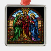Sacred Hearts Stained Glass Christmas Metalen Ornament (Voorkant)