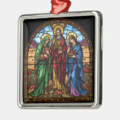 Sacred Hearts Stained Glass Christmas Metalen Ornament (Links)