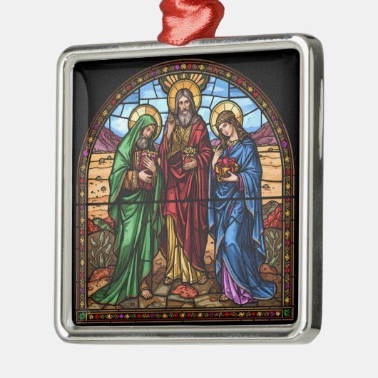 Sacred Hearts Stained Glass Christmas Metalen Ornament (Links)