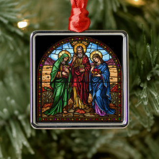 Sacred Hearts Stained Glass Christmas Metalen Ornament