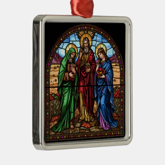 Sacred Hearts Stained Glass Christmas Metalen Ornament (Rechts)