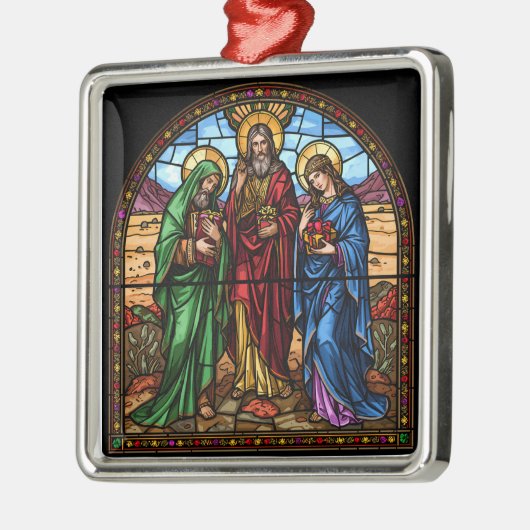 Sacred Hearts Stained Glass Christmas Metalen Ornament (Links)