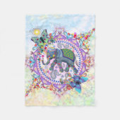 Sacred Henna Elephant Fleece Deken (Voorkant)