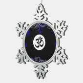 Sacred Hindu Aum Symbol Blue Tin Sneeuwvlok Ornament (Rechts)