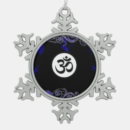 Sacred Hindu Aum Symbol Blue Tin Sneeuwvlok Ornament