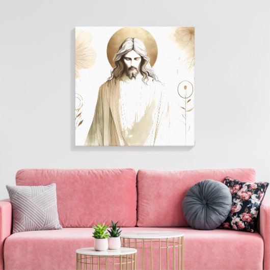 Sacred Jesus Christ Portrait – Spiritual Canvas Afdruk (Insitu (Woonkamer))