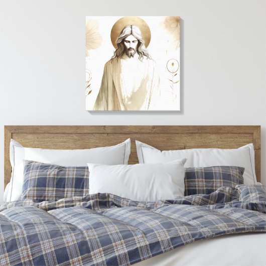 Sacred Jesus Christ Portrait – Spiritual Canvas Afdruk (Insitu (Slaapkamer))