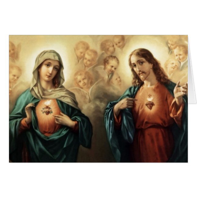 Sacred Jesus Immaculate Heart Mary Angels Cherubs (Voorkant Horizontaal)