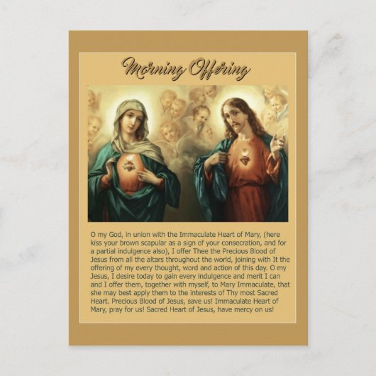 Sacred Jesus Immaculate Heart Mary Angels Cherubs Briefkaart (Voorkant)