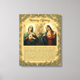 Sacred Jesus Immaculate Heart Mary Angels Cherubs Canvas Afdruk