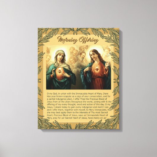 Sacred Jesus Immaculate Heart Mary Angels Cherubs Canvas Afdruk (Voorkant)