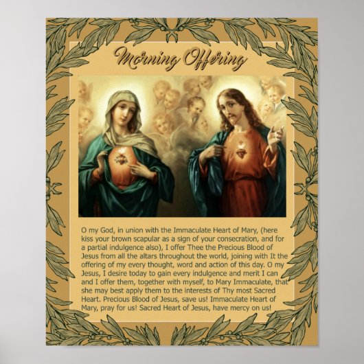 Sacred Jesus Immaculate Heart Mary Angels Cherubs Poster (Voorkant)