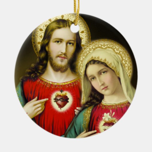 Sacred Jesus Immaculate Heart Mary Keramisch Ornament (Voorkant)