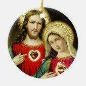 Sacred Jesus Immaculate Heart Mary Keramisch Ornament (Achterkant)