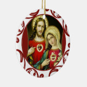 Sacred Jesus Immaculate Heart Mary Red Lace Keramisch Ornament (Rechts)