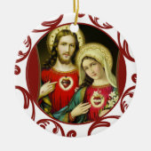 Sacred Jesus Immaculate Heart Mary Red Lace Keramisch Ornament (Voorkant)