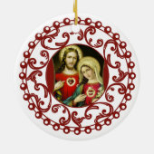 Sacred Jesus Immaculate Heart Mary Red Lace Keramisch Ornament (Achterkant)