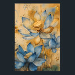 Sacred lotus (Nelumbo nucifera), an iconic aquatic Poster<br><div class="desc">Sacred lotus (Nelumbo nucifera),  an iconic aquatic plant.

Symbolism: In Asia,  the lotus often symbolizes purity,  spiritual awakening,  and ascension.

Color: The blue lotus depicted here is associated with wisdom and knowledge.

Style: This is an artistic watercolor illustration.</div>