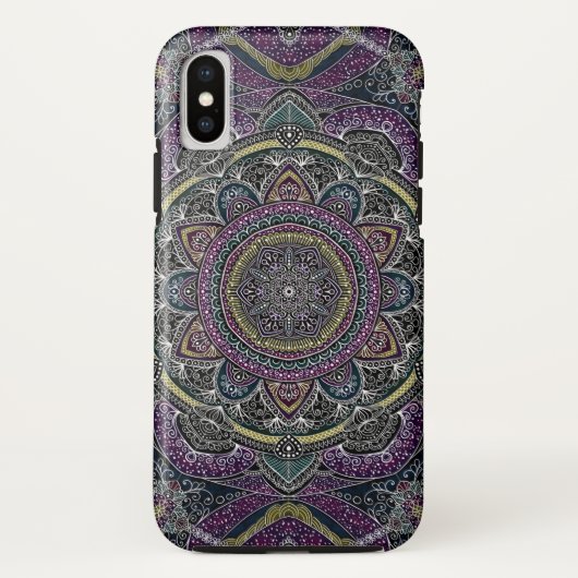 Sacred mandala sterren en kant paars en zwart Case-Mate iPhone case (Achterkant)