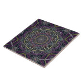 Sacred mandala sterren en kant paars en zwart tegeltje (Zijkant)