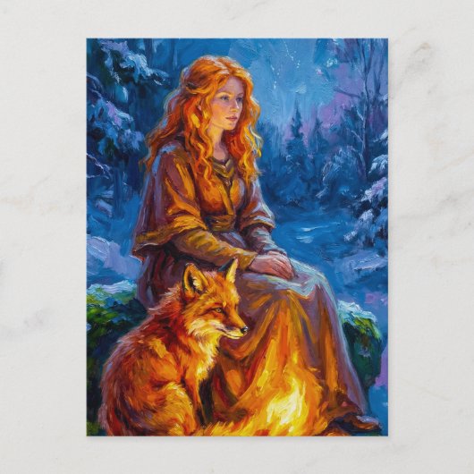 Sacred Nature: Celtic Goddess Brigid Art on Canvas Briefkaart (Voorkant)