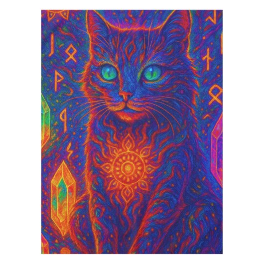 Sacred Neon Cat Tafelkleed (Voorkant)