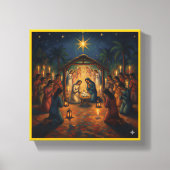 Sacred Night Nativity Scene – Vibrant Christmas Canvas Afdruk (Voorkant)
