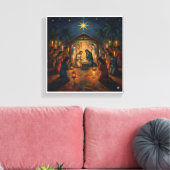 Sacred Night Nativity Scene – Vibrant Christmas Canvas Afdruk (Insitu (Woonkamer))