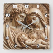 Sacred Radiance: Golden Family Icon Vierkante Klok (Voorkant)