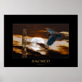 SACRED Raven, Moon & Totem Pole Art Poster (Voorkant)