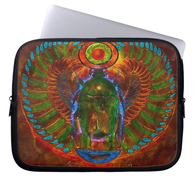 Sacred Scarab Beetle Ancient Egypt-laptophoes Laptop Sleeve (Voorkant)