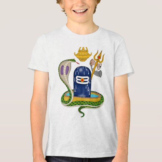 Sacred Shivlingam – Divine Mahadev Spiritual T-Shi Tri-Blend Shirt (Voorkant)
