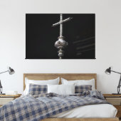 Sacred Silver: Ornate Processional Cross Canvas Afdruk (Insitu (Slaapkamer))