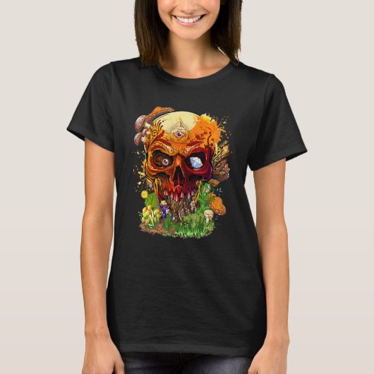 Sacred Skull Art Psychedelic Design Skull T-shirt (Voorkant)