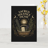 Sacred Solstice Picnic Litha Postcard Kaart (Gele Bloem)