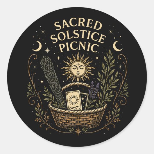 Sacred Solstice Picnic Litha  Ronde Sticker (Voorkant)
