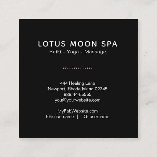 ~ Sacred Symbol Path Nirvana Lotus Moon Vierkante Visitekaartje (Achterkant)