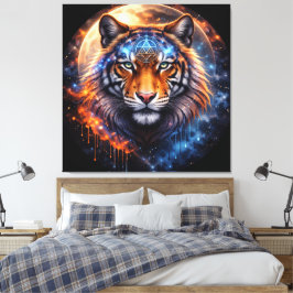 Sacred Tiger – Cosmic Balance | Mystical Tiger Fan Canvas Afdruk