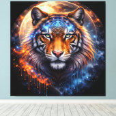 Sacred Tiger – Cosmic Balance | Mystical Tiger Fan Canvas Afdruk (Insitu (Houten vloer))